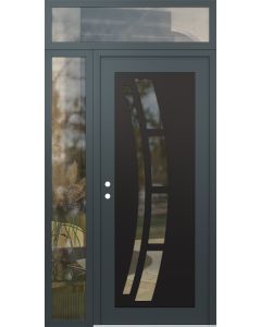 Diamond C12 52" x 96" anthracite/anthracite clear Glass Panel black RHI with Sidelite and Transom clear Glass