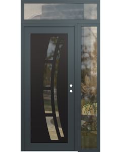 Diamond C12 52" x 96" anthracite/anthracite clear Glass Panel black LHI with Sidelite and Transom clear Glass