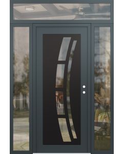 Diamond C12 68" x 96" anthracite/anthracite clear Glass Panel black LHI with 2 Sidelites and Transom clear Glass