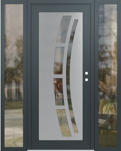 Diamond C12 60" x 80" anthracite/anthracite clear Glass Panel stainless steel LHI with 2 Sidelites clear Glass