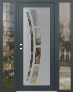 Diamond C12 60" x 80" anthracite/anthracite clear Glass Panel stainless steel RHI with 2 Sidelites clear Glass