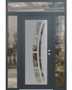 Diamond C12 60" x 96" anthracite/anthracite clear Glass Panel stainless steel LHI with 2 Sidelites and Transom clear Glass