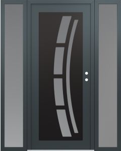 Diamond C12 68" x 80" anthracite/anthracite frosted Glass Panel black LHI with 2 Sidelites frosted Glass