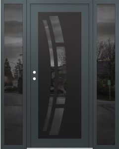 Diamond C12 64" x 80" anthracite/anthracite mirrored Glass Panel black RHI with 2 Sidelites mirrored Glass