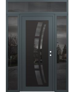 Diamond C12 64" x 96" anthracite/anthracite mirrored Glass Panel black LHI with 2 Sidelites and Transom mirrored Glass