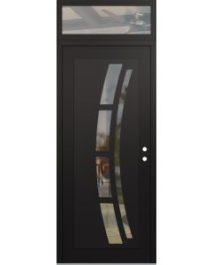 Diamond C12 36" x 96" black/black clear Glass Panel black LHI with Transom clear Glass