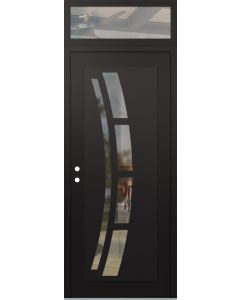 Diamond C12 36" x 96" black/black clear Glass Panel black RHI with Transom clear Glass