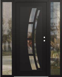 Diamond C12 60" x 80" black/black clear Glass Panel black LHI with 2 Sidelites clear Glass