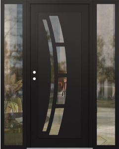 Diamond C12 60" x 80" black/black clear Glass Panel black RHI with 2 Sidelites clear Glass