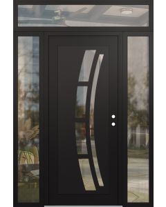 Diamond C12 60" x 96" black/black clear Glass Panel black LHI with 2 Sidelites and Transom clear Glass