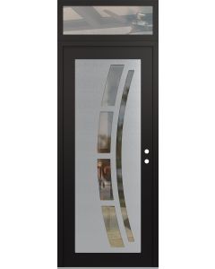 Diamond C12 36" x 96" black/black clear Glass Panel stainless steel LHI with Transom clear Glass