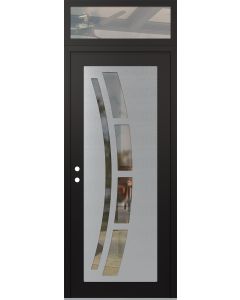 Diamond C12 36" x 96" black/black clear Glass Panel stainless steel RHI with Transom clear Glass