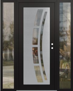 Diamond C12 60" x 80" black/black clear Glass Panel stainless steel LHI with 2 Sidelites clear Glass
