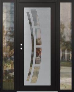 Diamond C12 60" x 80" black/black clear Glass Panel stainless steel RHI with 2 Sidelites clear Glass
