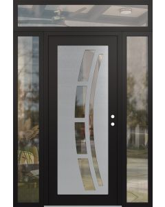 Diamond C12 60" x 96" black/black clear Glass Panel stainless steel LHI with 2 Sidelites and Transom clear Glass