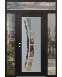 Diamond C12 60" x 96" black/black clear Glass Panel stainless steel RHI with 2 Sidelites and Transom clear Glass