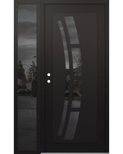 Diamond C12 52" x 80" black/black mirrored Glass Panel black RHI with Sidelite mirrored Glass