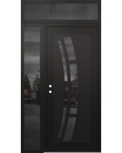 Diamond C12 52" x 96" black/black mirrored Glass Panel black RHI with Sidelite and Transom mirrored Glass