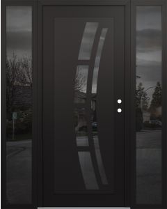 Diamond C12 60" x 80" black/black mirrored Glass Panel black LHI with 2 Sidelites mirrored Glass