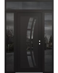Diamond C12 60" x 96" black/black mirrored Glass Panel black LHI with 2 Sidelites and Transom mirrored Glass
