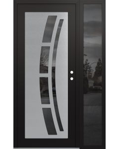Diamond C12 52" x 80" black/black mirrored Glass Panel stainless steel LHI with Sidelite mirrored Glass