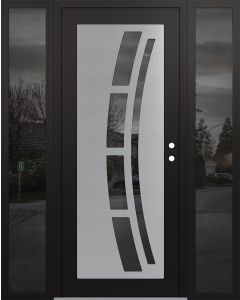 Diamond C12 64" x 80" black/black mirrored Glass Panel stainless steel LHI with 2 Sidelites mirrored Glass
