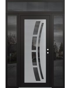 Diamond C12 64" x 96" black/black mirrored Glass Panel stainless steel LHI with 2 Sidelites and Transom mirrored Glass