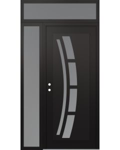 Diamond C12 48" x 96" black/white frosted Glass Panel black RHI with Sidelite and Transom frosted Glass
