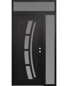 Diamond C12 52" x 96" black/white frosted Glass Panel black LHI with Sidelite and Transom frosted Glass