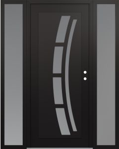 Diamond C12 60" x 80" black/white frosted Glass Panel black LHI with 2 Sidelites frosted Glass