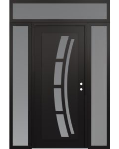 Diamond C12 60" x 96" black/white frosted Glass Panel black LHI with 2 Sidelites and Transom frosted Glass