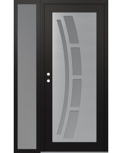 Diamond C12 52" x 80" black/white frosted Glass Panel stainless steel RHI with Sidelite frosted Glass