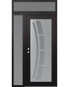 Diamond C12 48" x 96" black/white frosted Glass Panel stainless steel RHI with Sidelite and Transom frosted Glass