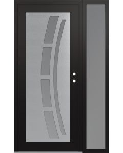 Diamond C12 48" x 80" black/white frosted Glass Panel stainless steel LHI with Sidelite frosted Glass
