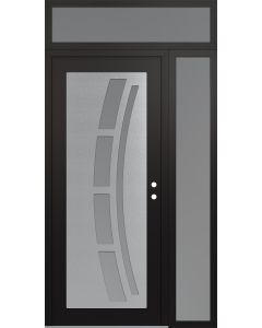 Diamond C12 50" x 96" black/white frosted Glass Panel stainless steel LHI with Sidelite and Transom frosted Glass
