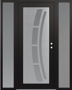 Diamond C12 64" x 80" black/white frosted Glass Panel stainless steel LHI with 2 Sidelites frosted Glass