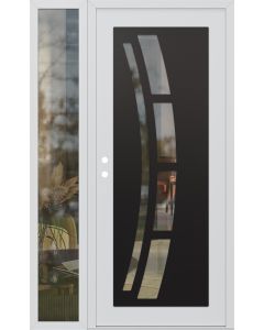 Diamond C12 50" x 80" white/white clear Glass Panel black RHI with Sidelite clear Glass