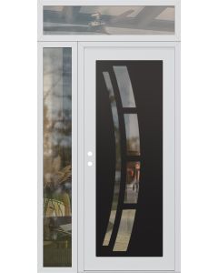 Diamond C12 50" x 96" white/white clear Glass Panel black RHI with Sidelite and Transom clear Glass