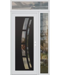 Diamond C12 50" x 96" white/white clear Glass Panel black LHI with Sidelite and Transom clear Glass