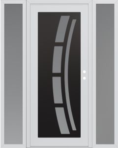 Diamond C12 68" x 80" white/white frosted Glass Panel black LHI with 2 Sidelites frosted Glass