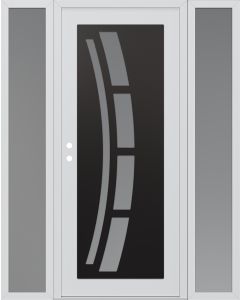 Diamond C12 64" x 80" white/white frosted Glass Panel black RHI with 2 Sidelites frosted Glass