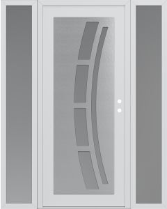 Diamond C12 64" x 80" white/white frosted Glass Panel stainless steel LHI with 2 Sidelites frosted Glass