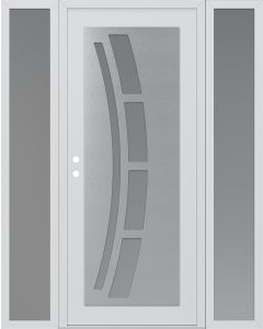Diamond C12 64" x 80" white/white frosted Glass Panel stainless steel RHI with 2 Sidelites frosted Glass