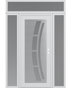 Diamond C12 64" x 96" white/white frosted Glass Panel stainless steel LHI with 2 Sidelites and Transom frosted Glass