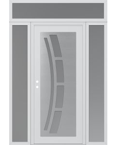 Diamond C12 64" x 96" white/white frosted Glass Panel stainless steel RHI with 2 Sidelites and Transom frosted Glass