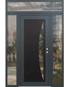 Diamond C13 68" x 96" anthracite/anthracite clear Glass Panel black LHI with 2 Sidelites and Transom clear Glass