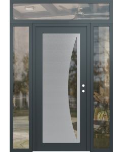 Diamond C13 60" x 96" anthracite/anthracite clear Glass Panel stainless steel LHI with 2 Sidelites and Transom clear Glass