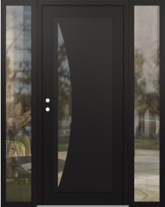 Diamond C13 60" x 80" black/black clear Glass Panel black RHI with 2 Sidelites clear Glass