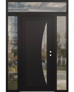 Diamond C13 60" x 96" black/black clear Glass Panel black LHI with 2 Sidelites and Transom clear Glass