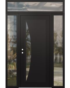 Diamond C13 60" x 96" black/black clear Glass Panel black RHI with 2 Sidelites and Transom clear Glass